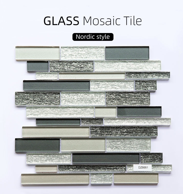 여러 가지 색상과 혼합 된 Backsplash Natural Mable Strip Glass Mosaic Tile Wall Board