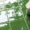 부엌 백스플래쉬 거친 표면 진한 녹색 150x150mm 세라믹 벽 도와